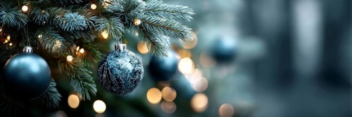 Christmas Tree With Baubles, holiday season and holiday greetings. Happy family time, AI generated