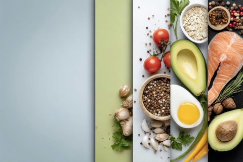 Collage healthy organic vegetables that improve digestion health and heart health, AI generated