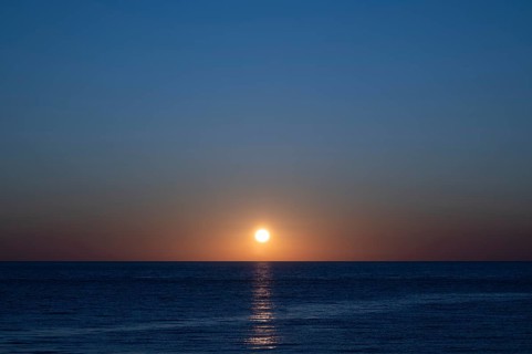 Sunset by the sea, North Sea, English Channel, Étretat, evening mood, atmospheric, Normandy,