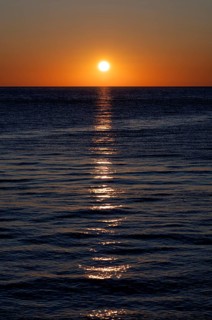 Sunset by the sea, North Sea, English Channel, Étretat, evening mood, atmospheric, Normandy,