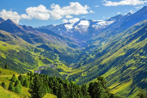 Valley head with the Gurgler Ferner, Hochgurgl, Ötztal, Ötztal Alps, Tyrol, Austria