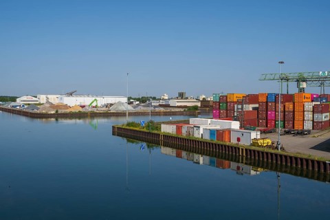 Container Terminal, CTD, canal, harbour, Dortmund, Ruhr area, North Rhine-Westphalia, Germany