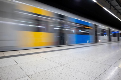 Underground incoming S-Bahn, train, Class 420 Generation 2025, platform, stop, Feuersee station,