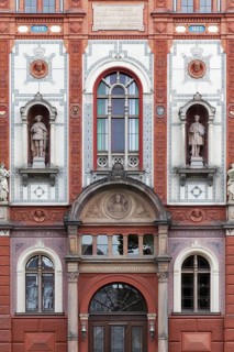Main building of the University of Rostock, Renaissance façade with terracotta chimney, Rostock,