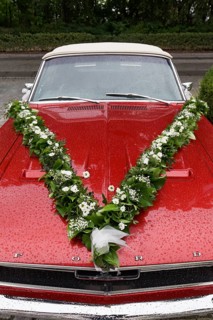 1965 Ford Mustang Cabriolet, decorated as a wedding car, Kühlungsborn, Baltic Sea,