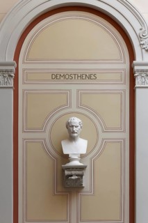Domosthenes, ancient Greek orator, bust in the stairwell, main building of the University of
