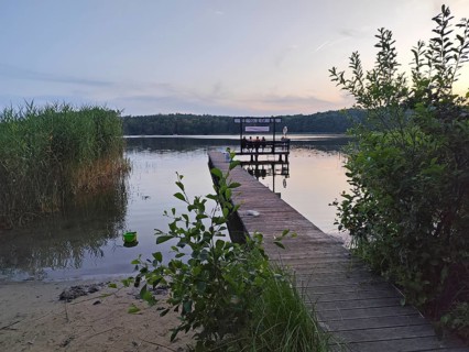 Jetty, Leppinsee campsite, Rechlin, Mecklenburg Lake District, Mecklenburg-Western Pomerania,