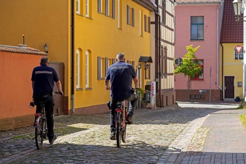 Employees, public order office, cycling to work, Röbel, Müritz, Mecklenburg Lake District,