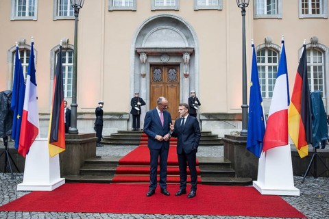 Friedrich Merz (CDU, Federal Chancellor) and Emmanuel Macron (President of the French Republic)