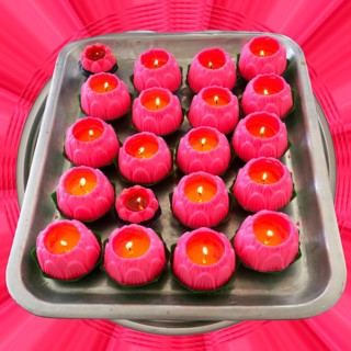 Thean Hou Temple to the Goddess Mazu, Lotus flower shaped votive candles, Kuala Lumpur, Malaysia,