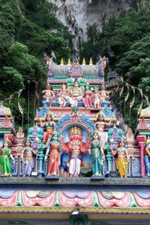 Detail of the colorful staircase leading to the caves, Batu Caves complex, Kuala Lumpur, Malaysia,