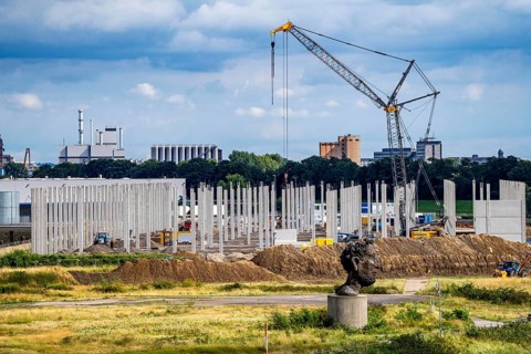 Construction of a new logistics hall on the Mercatroinsel, Hall 2, next to an existing hall, approx