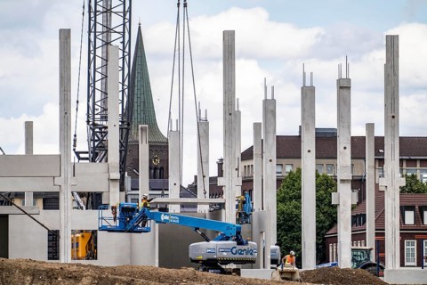Construction of a new logistics hall on the Mercatroinsel, Hall 2, next to an existing hall, approx
