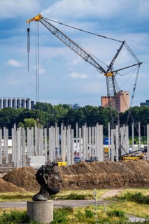 Construction of a new logistics hall on the Mercatroinsel, Hall 2, next to an existing hall, approx