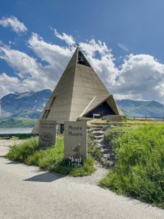 Mont-Cenis Pyramid Museum built in 1967 above the Lac du Mont Cenis in the form of a stylised