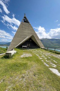 Mont-Cenis Pyramid Museum built in 1967 above the Lac du Mont Cenis in a stylised pyramid as a