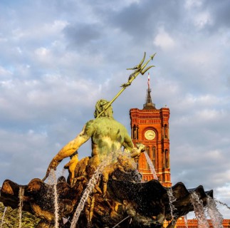 The Neptune Fountain and the Rotes Rathaus, Berlin, Germany