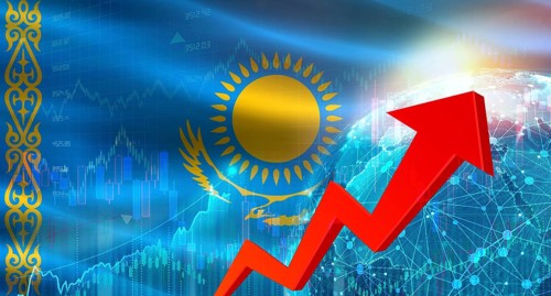 Global financial growth with Kazakhstan flag. Financial growth with Kazakhstan flag on economic
