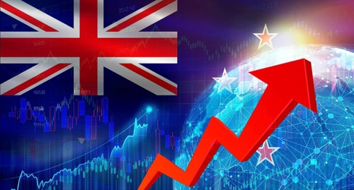 Global financial growth with New Zealand flag. Financial growth with New Zealand flag on economic