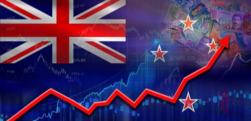 New Zealand financial growth on market graph. New Zealand economic growth on financial graph