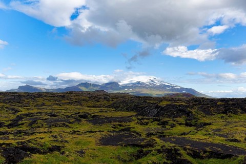 Snaefellsjökull National Park with Snaefell volcano on the horizon, Snaefellsjökull glacier,