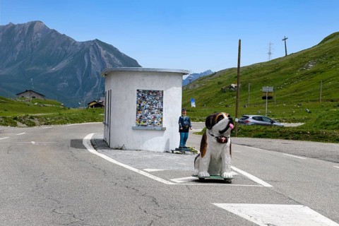 Disused former border hut for passport control at the border crossing between France and Italy, in