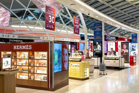 Cosmetics shops Hermes, Gucci, Chanel, Bangkok, Thailand