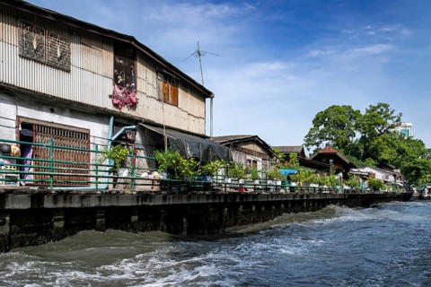 Canal-side flats, Bangkok, Thailand