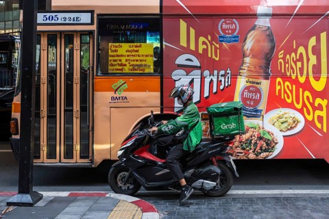 Grab motorbike courier Essen, Bangkok, Thailand