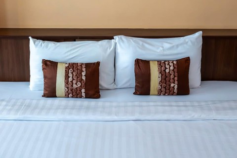Hotel room double bed