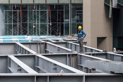 Iron girder construction worker, Bangkok, Thailand