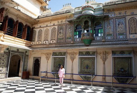Inner courtyard in the City Palace Museum, City Palace of Udaipur, Rajasthan, India