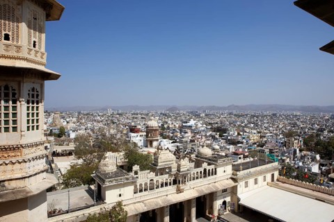 City view from the City Palace Museum, City Palace or City Palace, Udaipur, Rajasthan, India