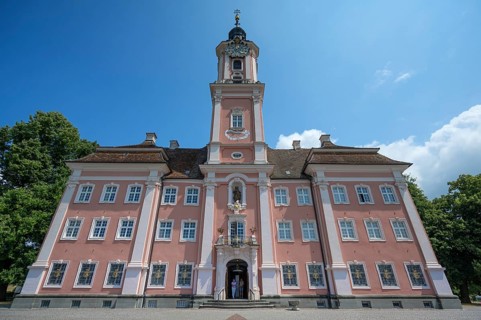 Main façade of the baroque pilgrimage church Birnau, built between 1746 and 1749, Birnau-Maurach 5,