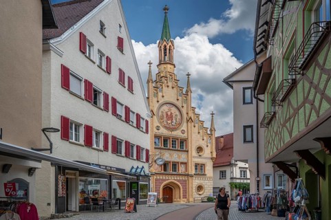 View of the historic Heilig Geist hospital, mentioned in the 13th century, neo-Gothic façade in