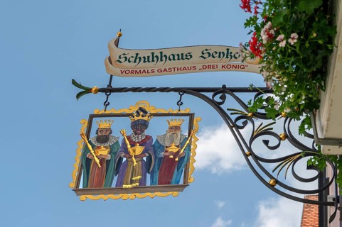 Historic nose plate from the former Drei König Inn, Bad forest lake, Baden-Württemberg, Germany