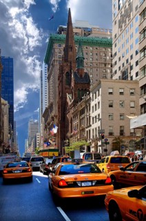 5th Avenue with the Presbyterian Church, 1875 was the tallest Victorian building in Manhattan at