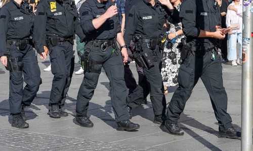 Police squad in action, Munich, Bavaria, Germany