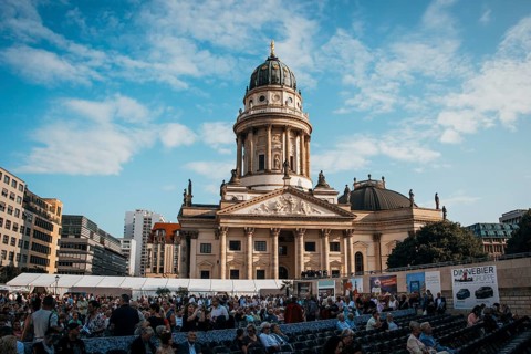 Overview with French Cathedral at the Classic Open Air on Berlin's Gendarmenmarkt on 18 July 2025