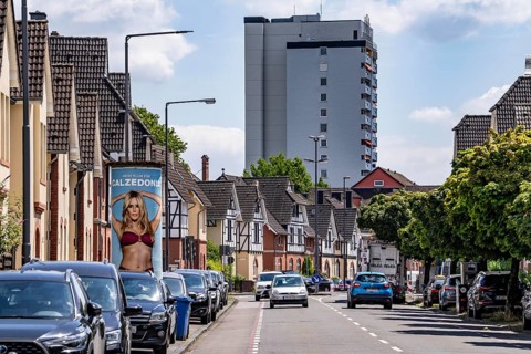 Residential buildings, on Nobelstrasse, in the Wiesdorf district, in Leverkusen, Bayer AG's