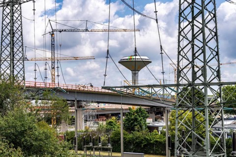 Motorway construction site at the Leverkusen-West junction, A1 and A59 motorways, new construction,
