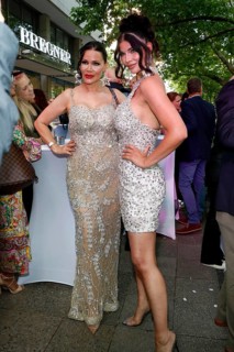 Djamila Rowe and Micaela shepherd at the exclusive terrace opening of Casa Bellucci in Berlin on 16