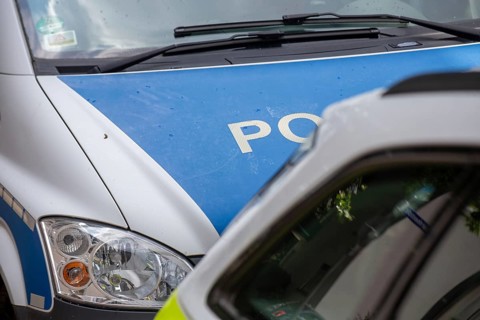 Close-up of a police car as a symbolic image for a police operation