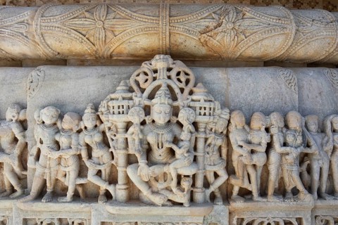 Marble carvings, Parshwanath Jain Temple, Ranakpur, Rajasthan, India