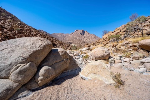 Tsisab Gorge, White Lady Trail, desert landscape with mountains, Brandberg, Erongo, Damaraland,