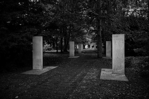 Stelae at the Mémorial des Réporters, memorial to the freedom of the press, memorial to journalists