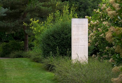 Stelae at the Mémorial des Réporters, memorial to the freedom of the press, memorial to journalists