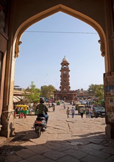 Ghanta Ghar clock tower in Sandar Market Girdikot, old town of Jodhpur, Rajasthan, India