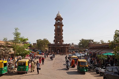 Ghanta Ghar clock tower in Sandar Market Girdikot, old town of Jodhpur, Rajasthan, India