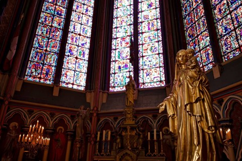 Interior view, Madonna, Madonna statue, Chapel Chapelle Saint-Jacques-le-Majeur, also Sacré-Coeur,